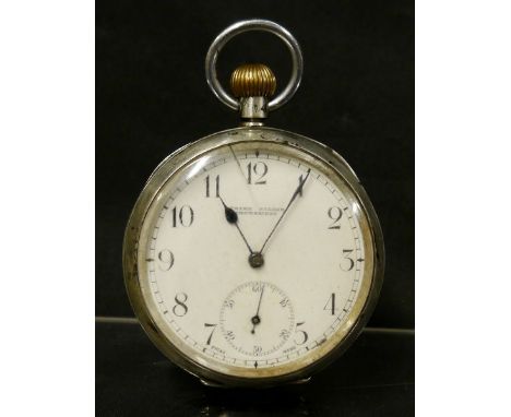 Omega -  Military Interest - an early 20th century continental 935 silver open face pocket watch, retailed by Frank Hilser Tr