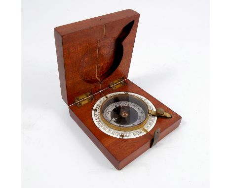J Wardale &amp; Co of London, a WWI military compass in square mahogany case, the case numbered 6889 dated 1918, with broad a
