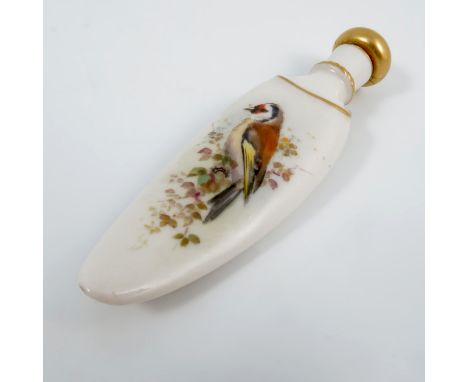 A Royal Worcester scent bottle, with gilt stopper, decorated with a bird and gilt back stamp, height 3.5insCondition Report: 