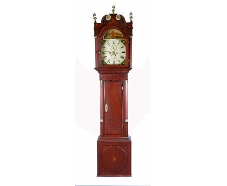 A 19th century oak long case clock by Savage of Shrewsbury, with arched painted dial, second hand sweep and date apertureCond