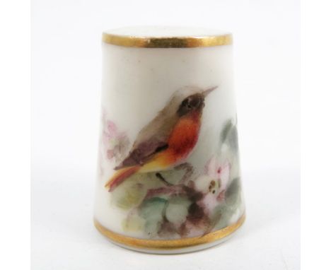 A Royal Worcester thimble, decorated with a Nuthatch by PowellCondition Report:  Inspected and no issues found
