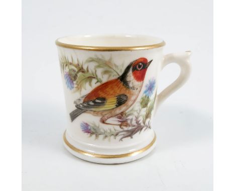 A Royal Worcester miniature mug, decorated with a Goldfinch, circa 1887, height 1.5insCondition Report:  Minor discolouration