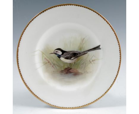 A Royal Worcester plate, decorated with a wagtail by Powell, 1932, diameter 4.75insCondition Report:  Inspected and no issues