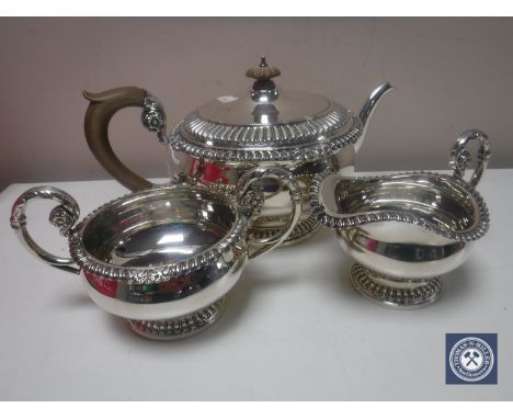 A silver three piece tea service, London 1919, 1603.5g. (3)