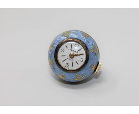A fine quality two-tone enamel ball pendant watch CONDITION REPORT: Movement in going order. 