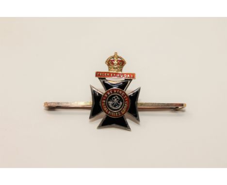 A 15ct gold and enamel King's Royal Rifles Corps brooch