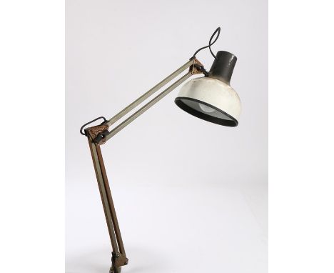 Industrial design, a patented machinists lamp, with a bracket and angle joint, 70cm arm length 