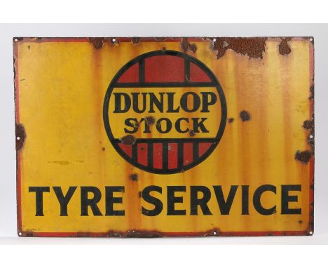 Dunlop enamel sign, DUNLOP STOCK, TYRE SERVICE, 76cm diameter 