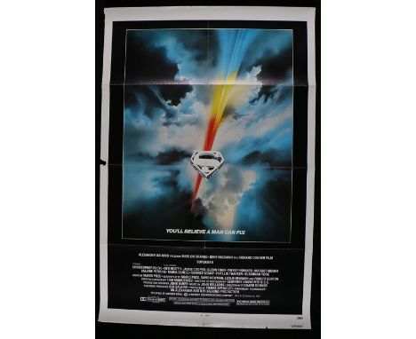 Superman (1978) One Sheet poster, starring Christopher Reeve, folded