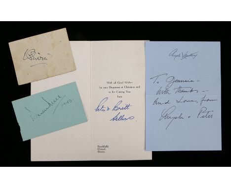 Film Star autographs, to include Vivien Leigh and Laurence Olivier, an autograph on either side of a single piece of lined pa