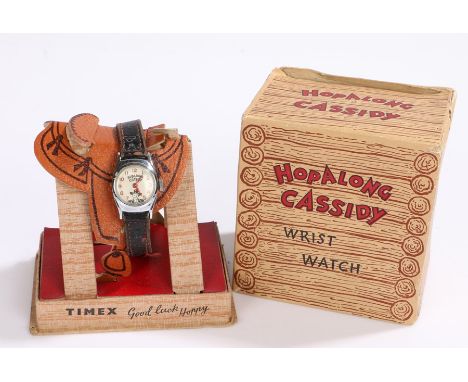 Timex Hopalong Cassidy wristwatch, the white dial with Arabic numerals, manual wound, the case 23.5mm diameter, housed in ori