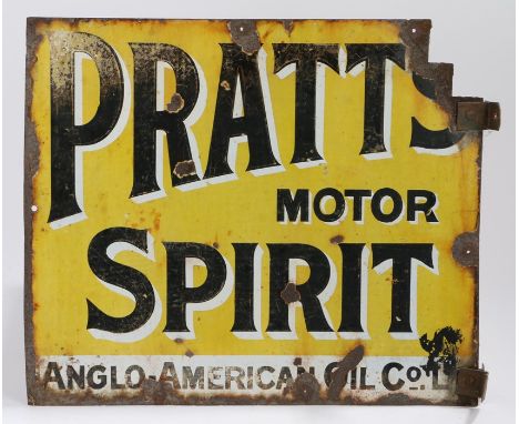 Pratts rectangular double sided enamel sign, PRATTS MOTOR SPIRITS, 54cm diameter 