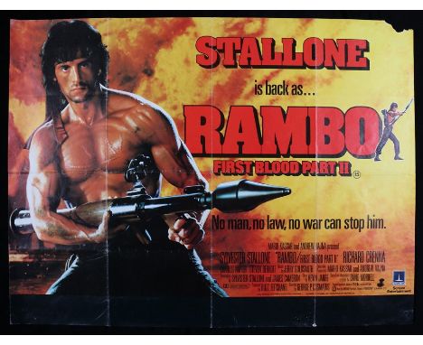 Rambo: First Blood Part II (1985) British Quad film poster, starring Sylvester Stallone, Columbia-EMI,ThorEMI, folded 