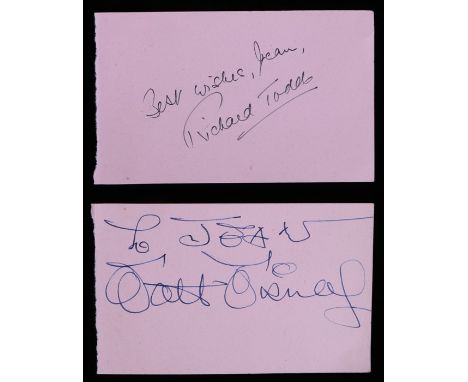 Walt Disney, signed To Jean Walt Disney autograph in blue pink on pink card, the opposing side signed Best Wishes Jean Richar