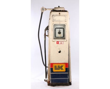 Avery Hardoll petrol pump, enamel dial to front and back housed within the white, red and blue panels, restoration required. 