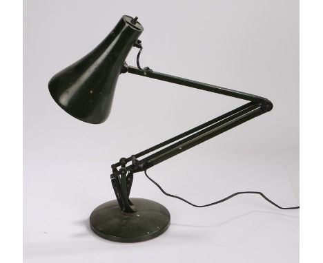 Mid 20th Century anglepoise lamp, in green enamel and a weighted base 