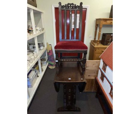 Oak turned leg drop leaf table and oak bobbin leg chair.