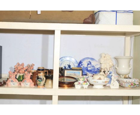 Seven Natwest Pig money boxes, steins, figurines, signed print, etc.