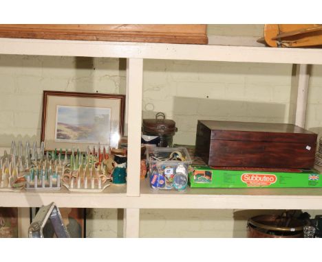 Subbuteo World Cup Edition, ships lamp, writing slope, porcelain toast racks, print, etc.