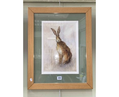 Kate Wyatt, 'Hare', signed limited edition print, 164/295, 30cm by 22cm, framed.