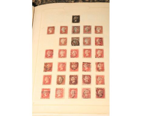 Collection of stamps in: 1840 Penny Black plate 'EI' with black Maltese Cross cancellation, penny reds, Lundy 1942 puffins pl