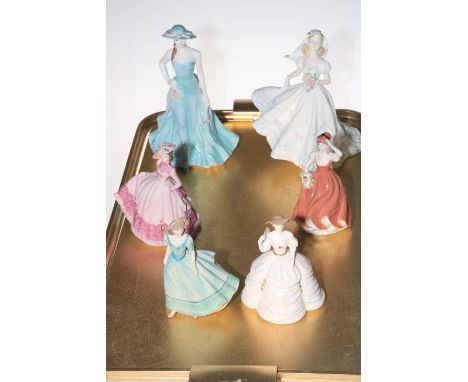 Five Coalport ladies including Wedding Day, Andrea and Penny and Royal Worcester Serena.