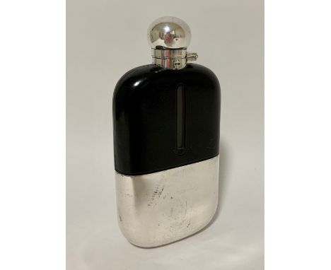 An EP mounted half pint hip flask by John Dixon &amp; Sons, 5.5" high.