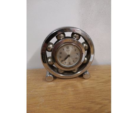 A German circular chrome ballbearing mantel clock - 'Neuweg 6312', 5.5" high.