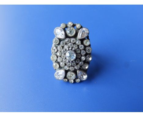An old paste set silver cluster ring.  Finger size M.