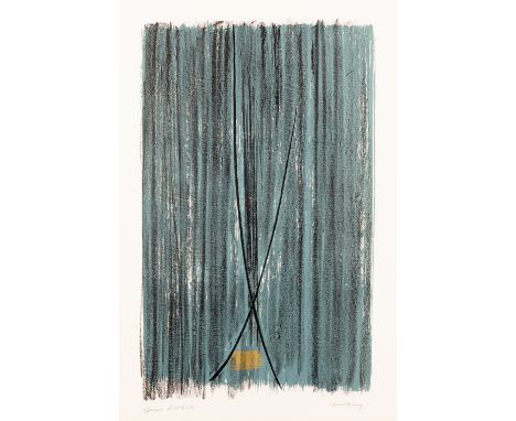 Hans Hartung, German/French 1904-1989, Composition Vert, c.1960; lithograph in three colours on wove, signed and inscribed 'é