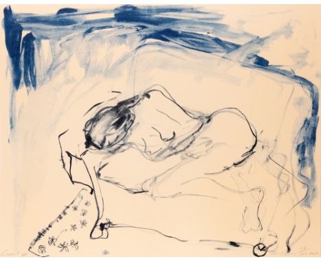 Tracey Emin CBE RA,British b.1963-Curled Up, 2022;lithograph in colours with pearlescent inks on Somerset Velvet Warm White, 