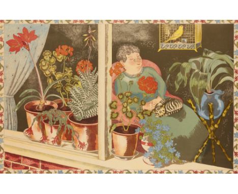 John Nash CBE RA, British 1893-1977,Window Plants (from The School Prints series), 1945; Rosa Gallica (from the suite English