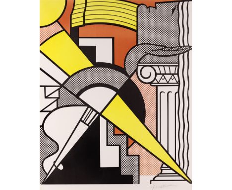 Roy Lichtenstein,American 1923-1997,Arrow and Column (Stedelijk Museum Poster), 1967 ;lithograph in colours on wove,signed in