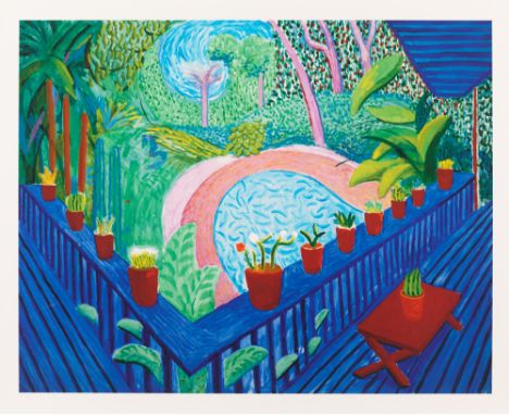 David Hockney OM CH RA,British b. 1937- Red Pots in the Garden, 2017 (Folio);giclée print on 330 gsm Somerset Enhanced Radian