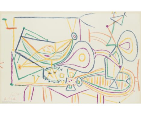 Pablo Picasso,Spanish 1881-1973,Composition, 1948; lithograph in colours on paper, signed and inscribed in the plate, printed