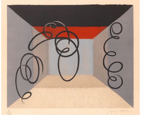 Jacques Villon,French 1875-1963, Le Théâtre, 1962; lithograph in colours on Vélin D'Arches paper, signed and numbered 33/175 