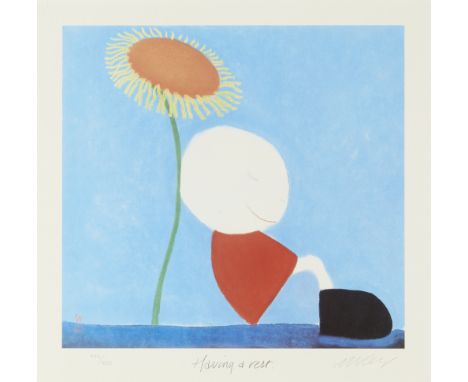 Mackenzie Thorpe,British b.1956-Having a rest;lithograph in colours on wove,signed in pencil and numbered 535/850,image: 30.3