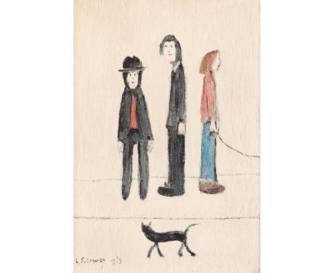 Laurence Stephen Lowry RBA RA,British 1887-1976,Three Men and a Cat, 1971;offset lithograph in colours on wove,signed in pen,