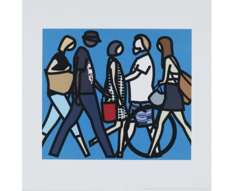 Julian Opie,British b. 1958-Walking in Melbourne;offset lithograph in colours on wove,image: 23.5 x 27 cm,sheet: 34.8 x 35 cm
