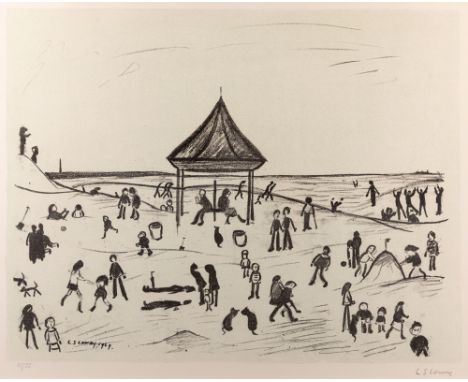 Laurence Stephen Lowry RBA RA,British 1887-1976,The Pavilion, 1969-72; lithograph in black and white on wove, signed and numb