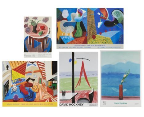 David Hockney OM CH RA,British b. 1937-Exhibition Poster (Fiesta), 1988; The Other Side, 1993 (poster); Mount Fiji (poster); 