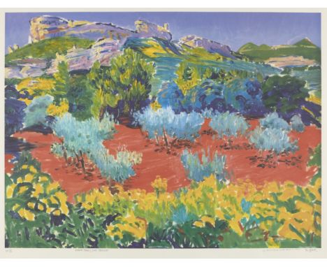 Frederick Gore CBE RA,British 1913-2009,Olive Trees, Les Baux;lithograph in colours on wove,signed, titled, numbered 'AP I/XV