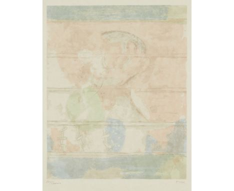Henry Moore OM CH FBA,British 1898-1986,Slipcase, 1975 (from La Poèsie);lithograph in colours on Japon nacré paper,signed and