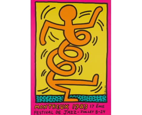 Keith Haring,American b. 1958-1990,Montreux Jazz Festival 1983,offset lithograph in colours,with printed signature,printed by