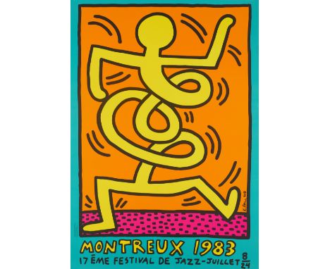 Keith Haring,American b. 1958-1990,Montreux Jazz Festival, 1983;offset lithograph in colours,with printed signature,printed b