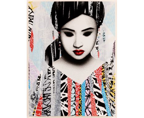 Hush, British 20th/21st Century,Faces 1 & 2, 2019;each 18-colour screenprint & Gloss UV with hand-painted layers on 300gsm ha