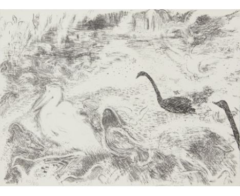 Jeffery Camp RA,British 1923-2020, Pigeons, 1994; lithograph in two blacks on 250gsm Velin Arches paper, signed and numbered 