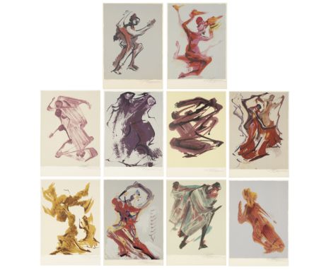 David Alfaro Siqueiros,Mexican 1896-1974,Prison Fantasies Series (Set of 10), 1973; each lithograph in colours on Arches pape