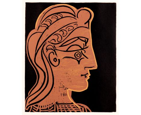Pablo Picasso,Spanish 1881-1973,Female Head in Profile, 1962;linocut in colours on wove,unsigned, published in collaboration 