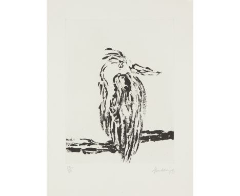 Maggi Hambling CBE,British b.1945-Heron, 1993; aquatint and sugarlift on 300gsm Arches paper, signed, dated and numbered 80/8